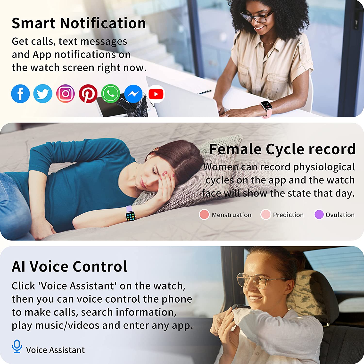 Popglory Smart Watch Call Receive/Dial, 1.85'' Smartwatch with AI Voice Control, Blood Pressure/SpO2/Heart Rate Monitor, Fitness Tracker Watch with 2 Straps for Men & Women iOS & Android Phones - Image 5